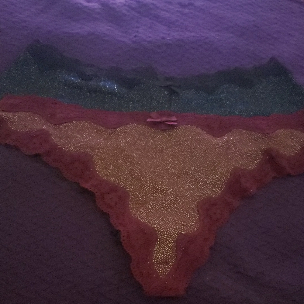 Elegant Lace Trim Panties -Maroon with Gold Sparkle and Black Sparkle